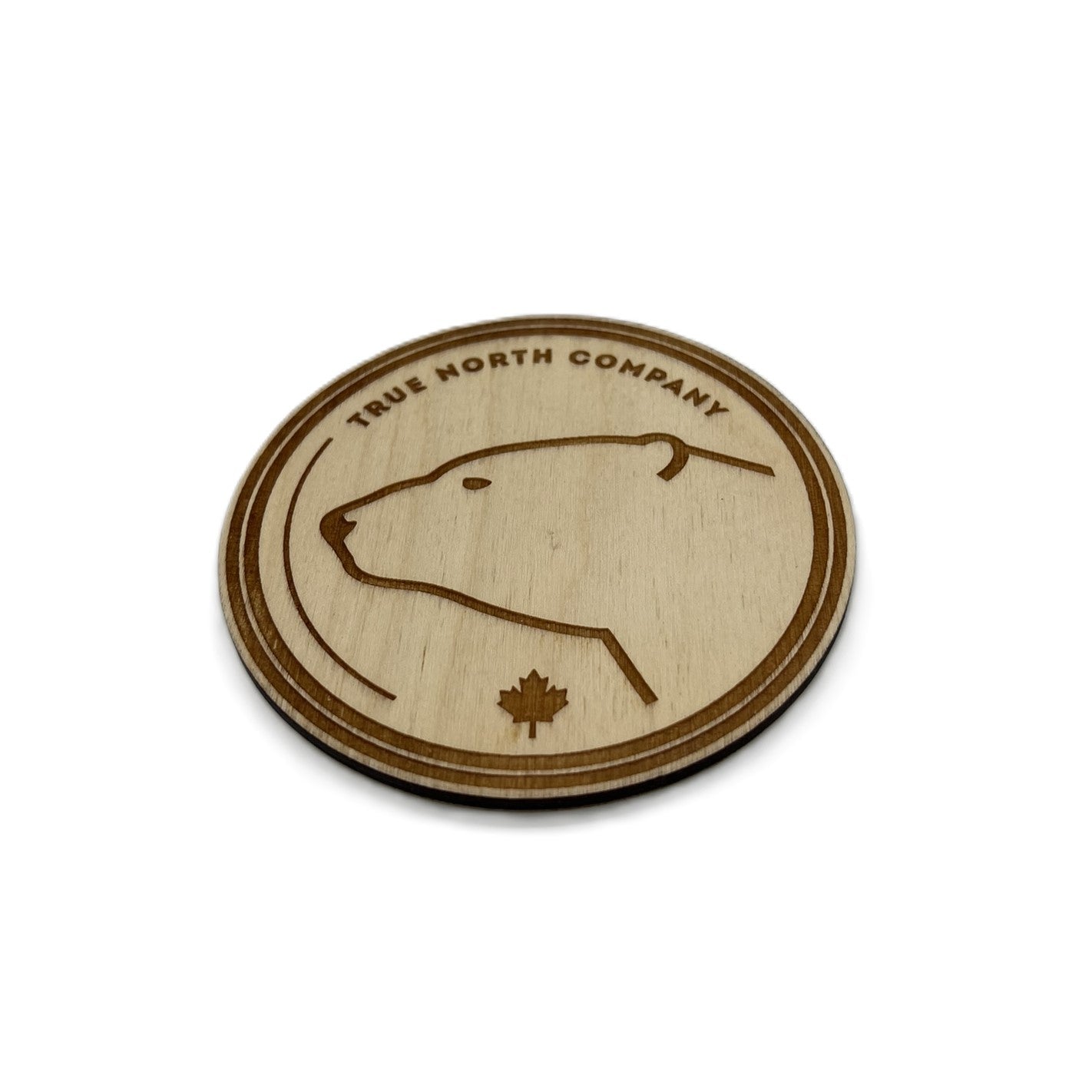 Wooden Cork Backed True North Company Drink Coaster