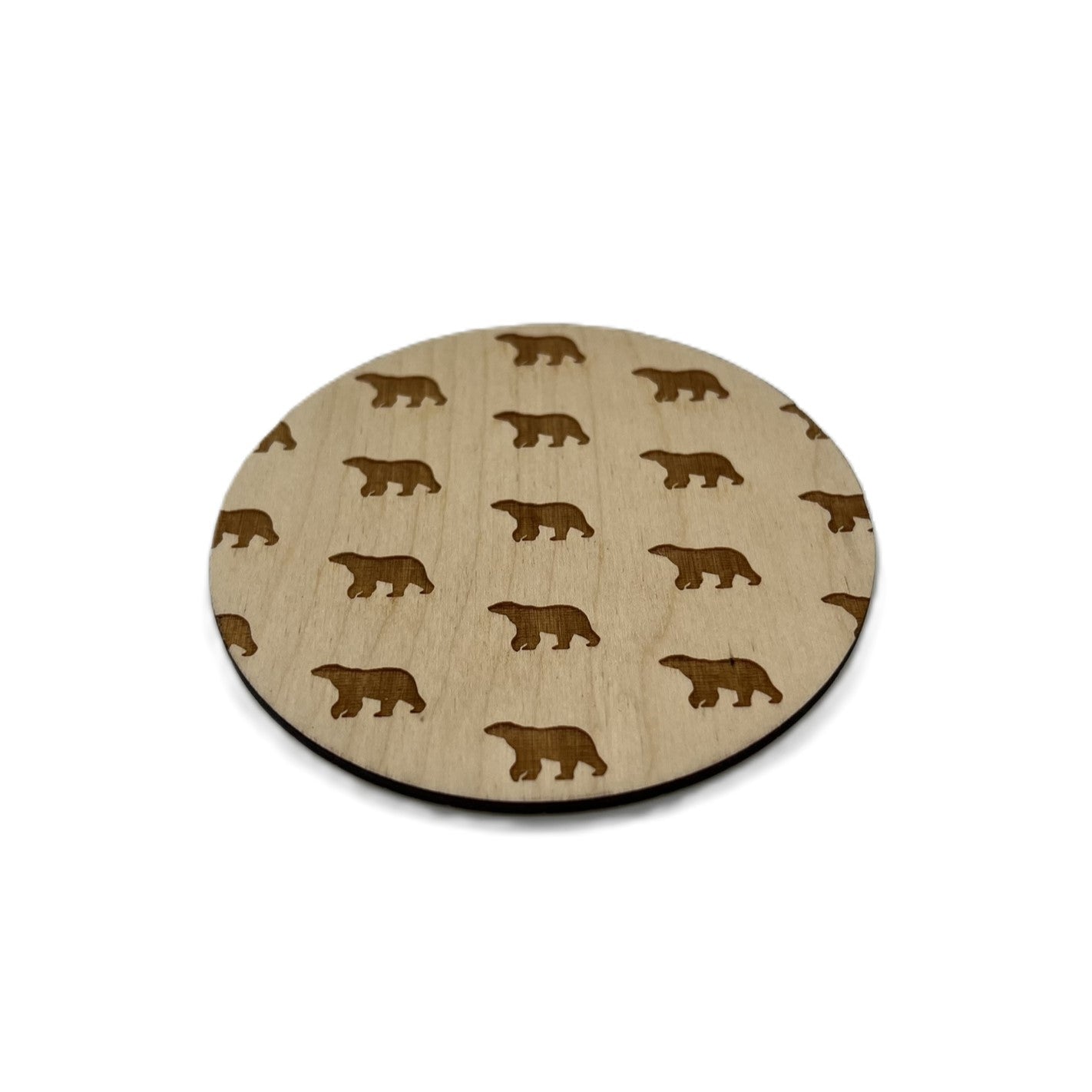 Wooden Cork Backed Polar Bears Drink Coaster